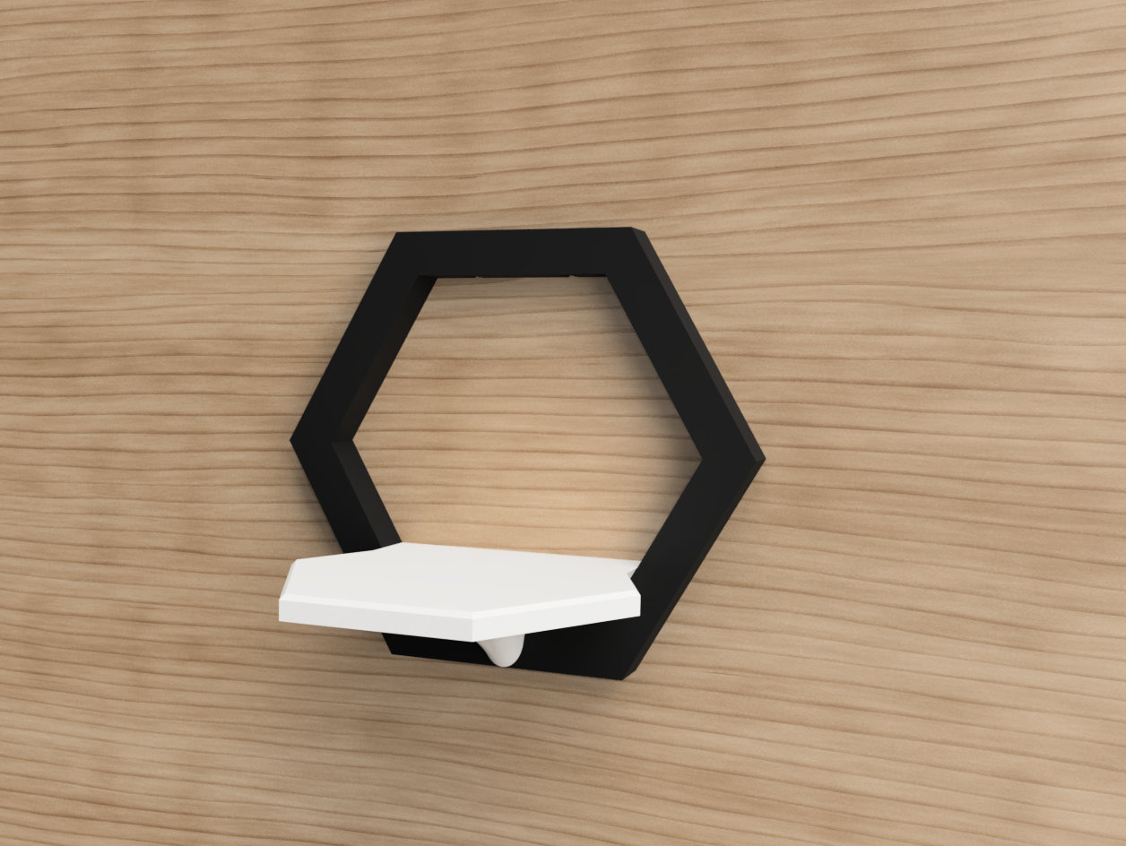 Wall mounted modular hexagon shelf by RiverRaid Download free STL model