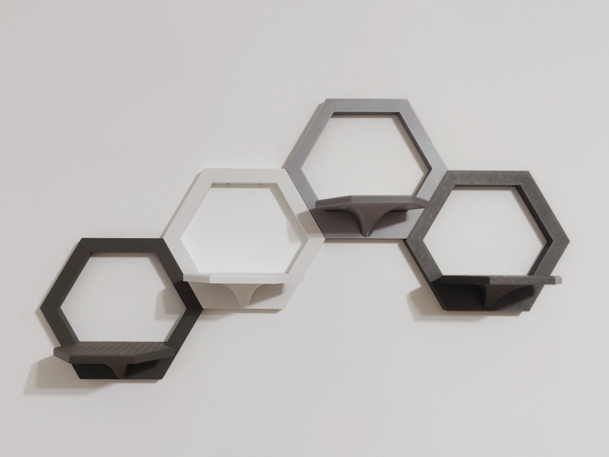 Wall mounted modular hexagon shelf von RiverRaid Kostenloses STL