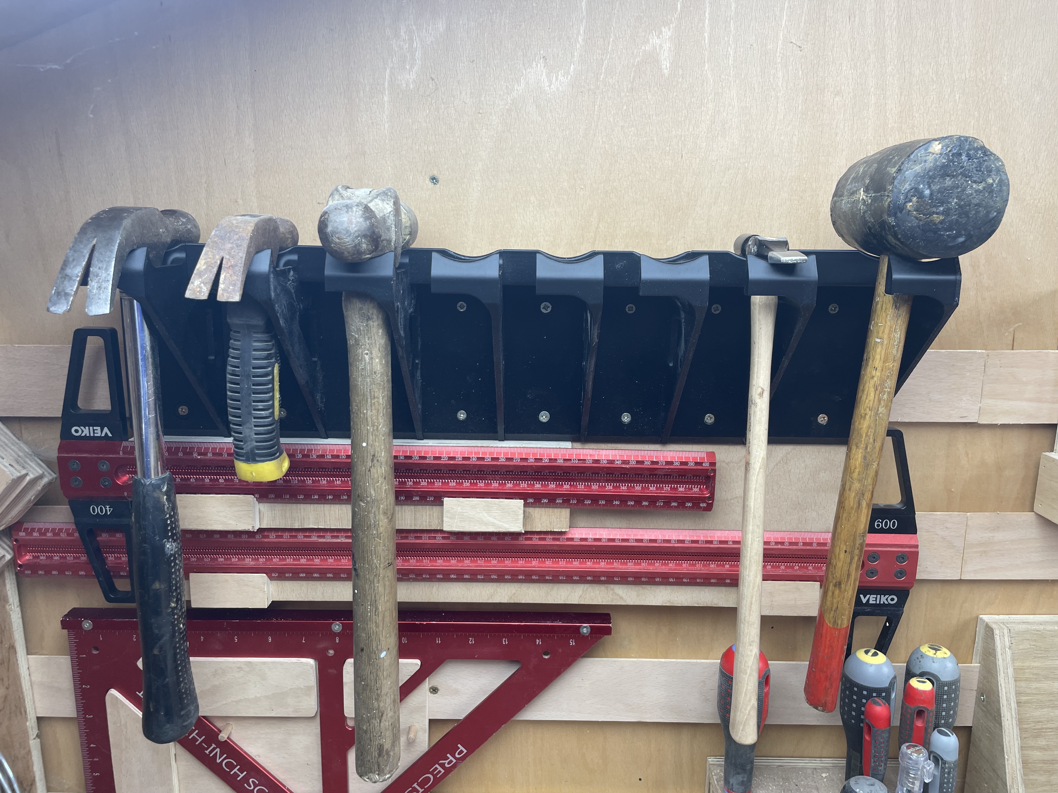 Narrow, standard & wide wall-mount hammer holders