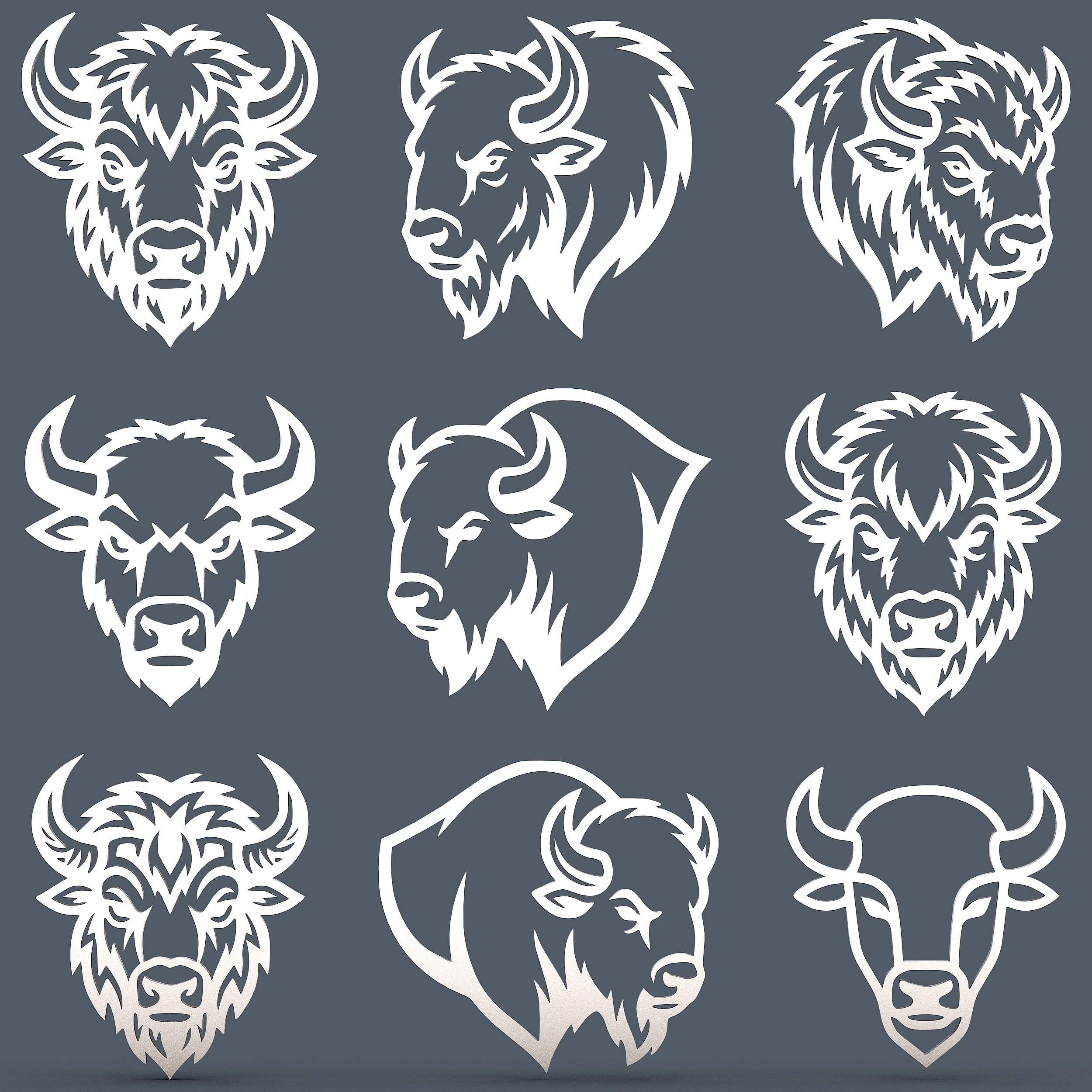 Bison & Buffalo Head Pack – 9 Tribal Wildlife Designs for CNC / Laser / 3D Print