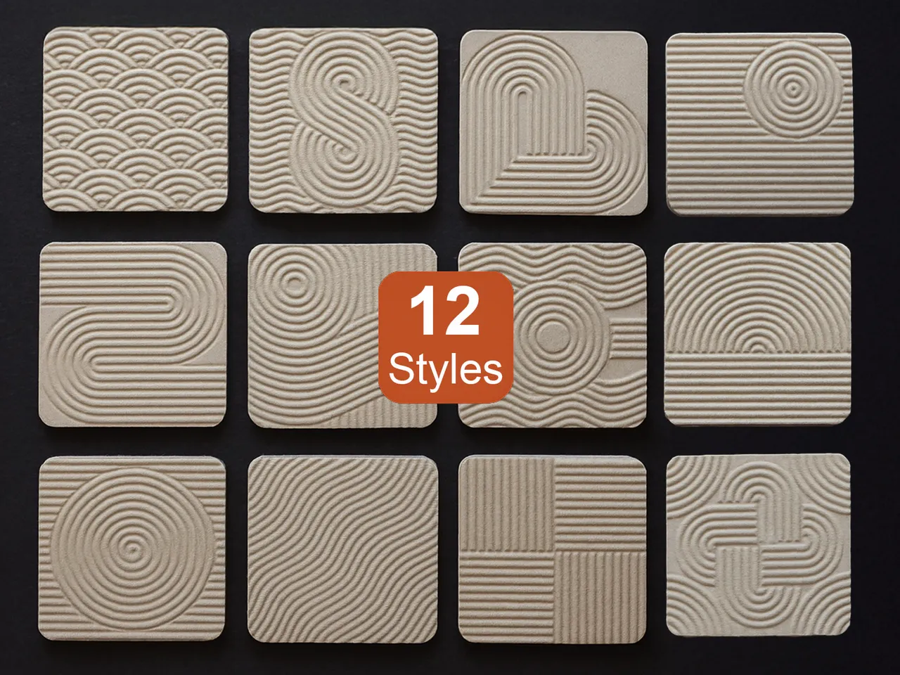Zen Garden Coasters - 12 Styles by Kickass 3D Prints | Download