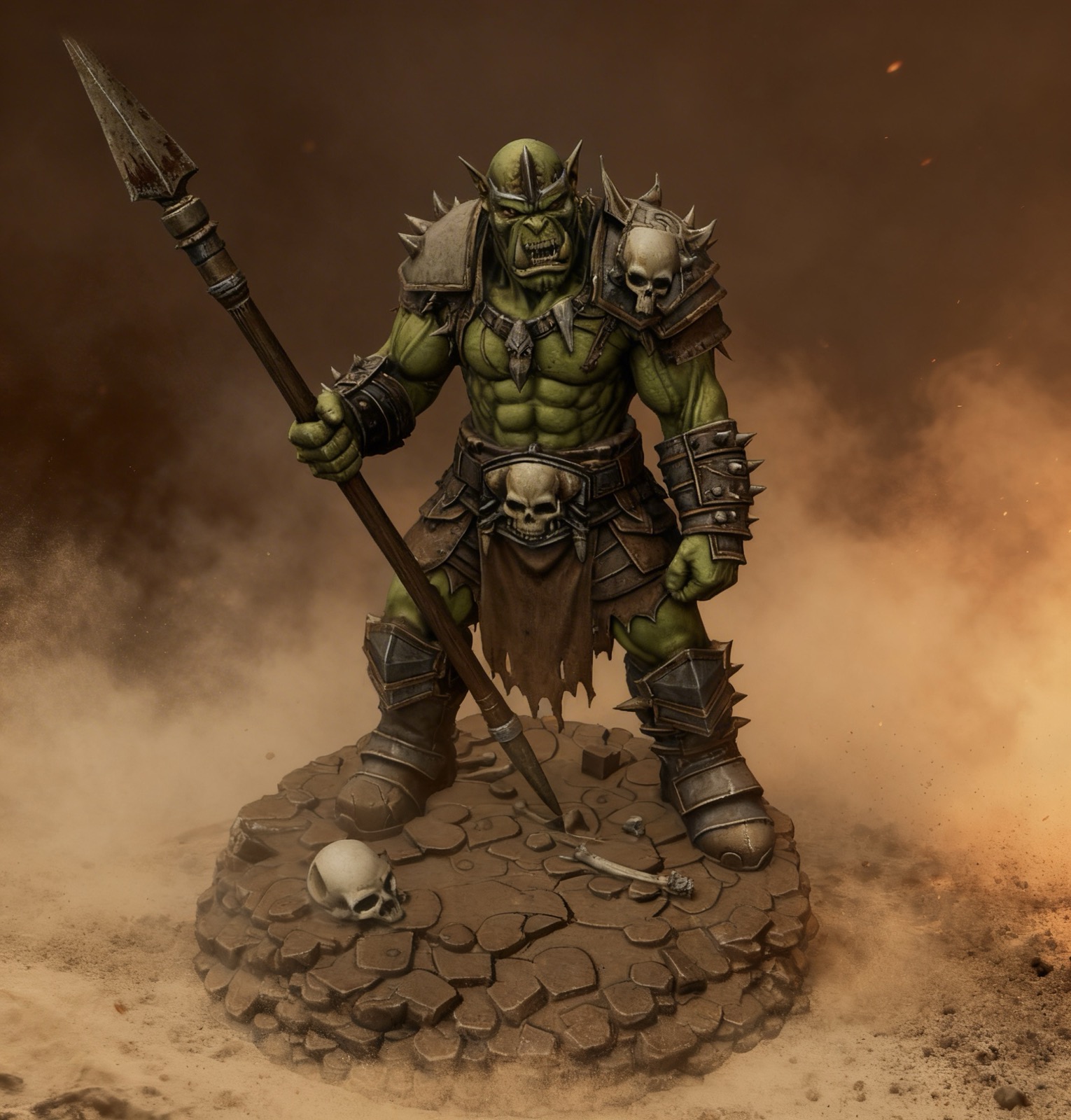 Bloodbound Realms – Orc – Ironfang Spearman (Dark Fantasy 3D Printable Miniature STL)