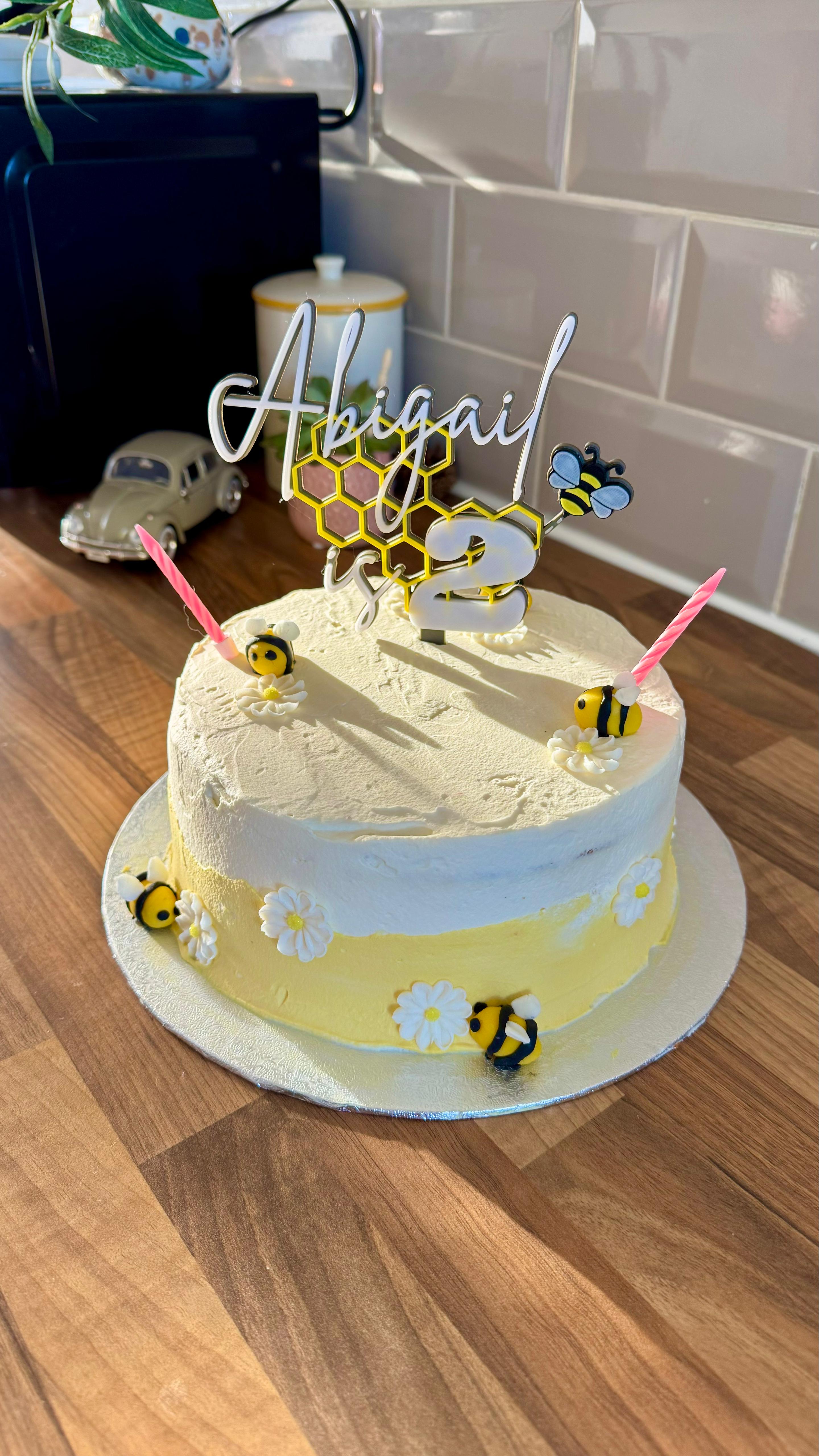 Abigail is Two Birthday cake topper