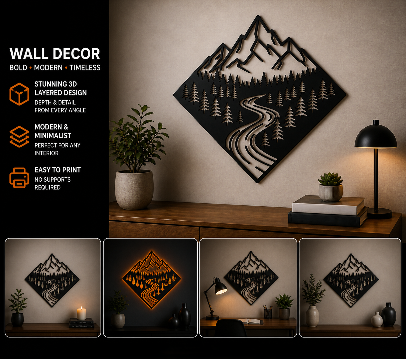 Universal mountain river wall decoration