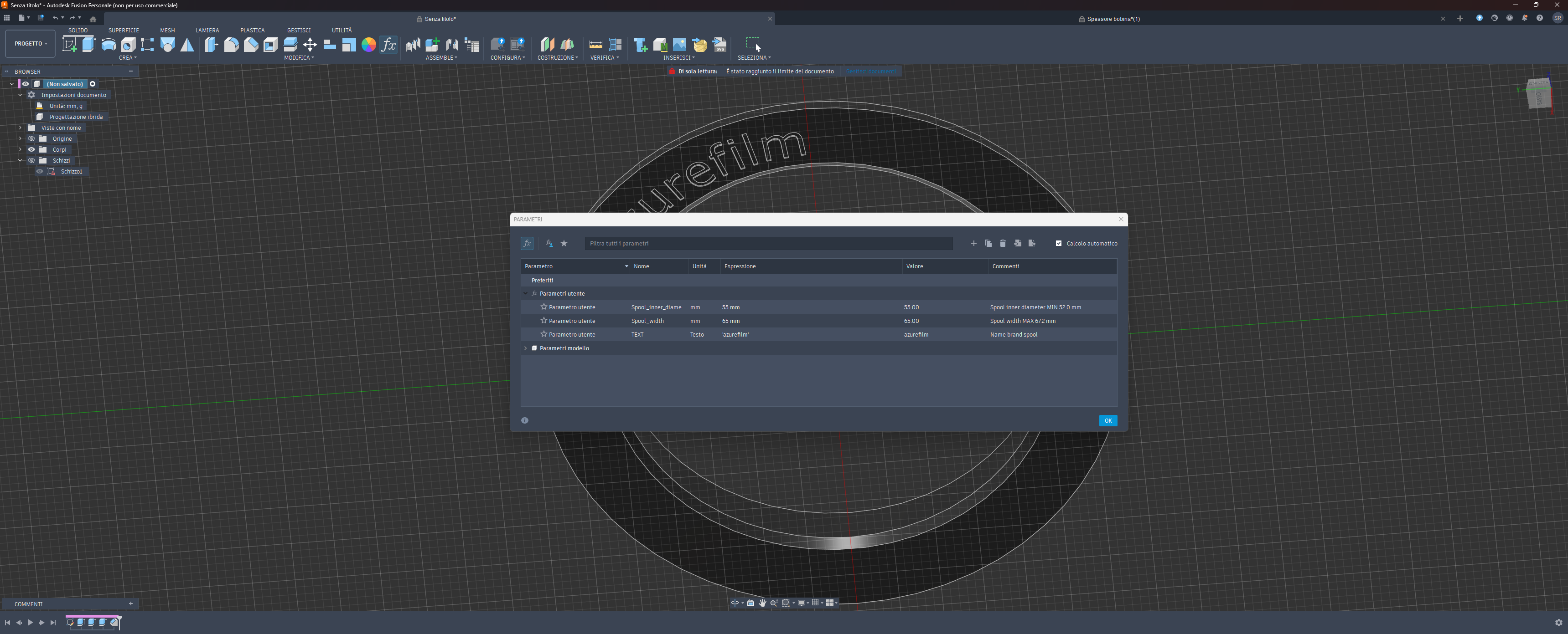 Parametric design for the spool adapters Filament Storage 2026 in Fusion