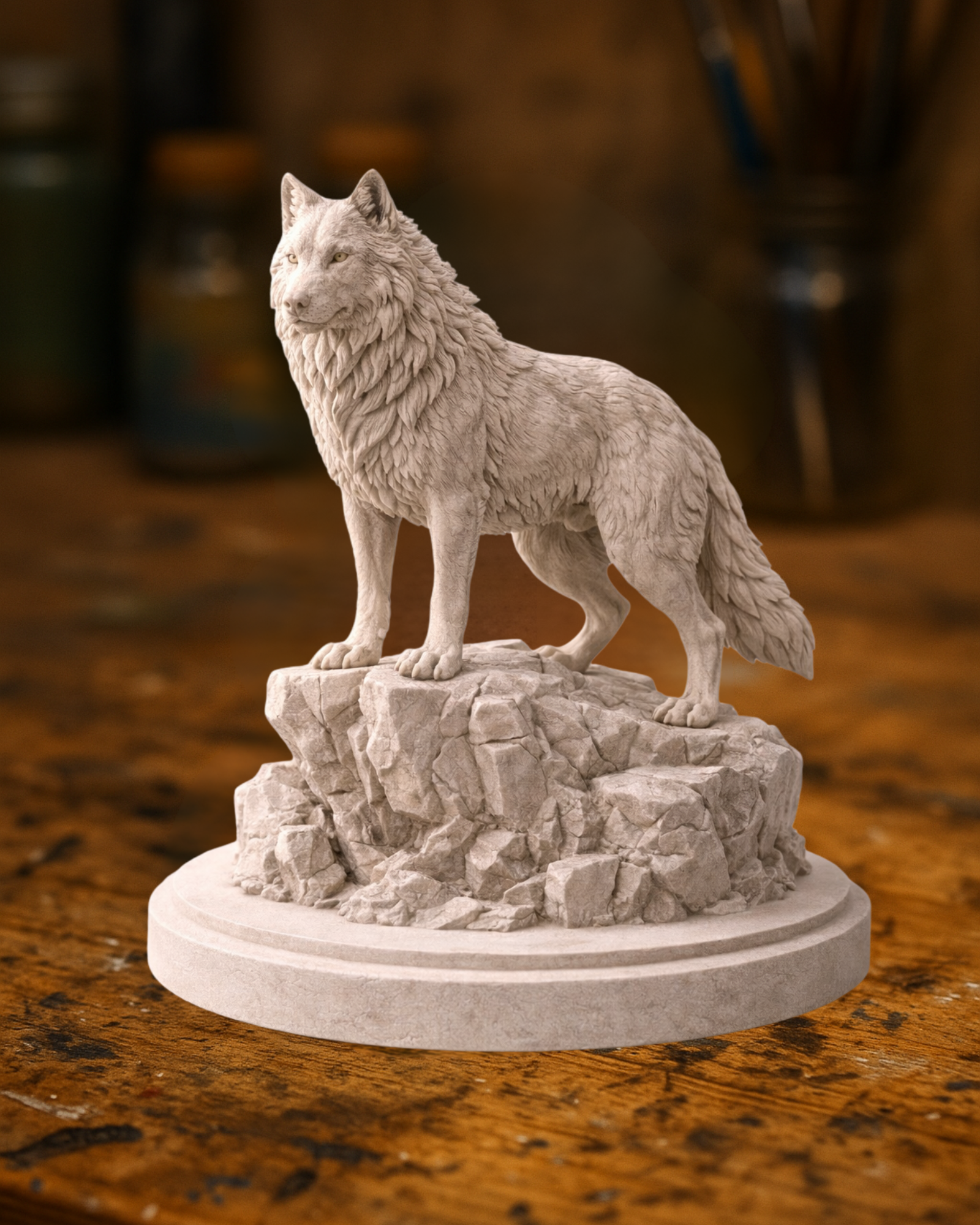 Wolf Sculpture – Guardian of the Cliffs