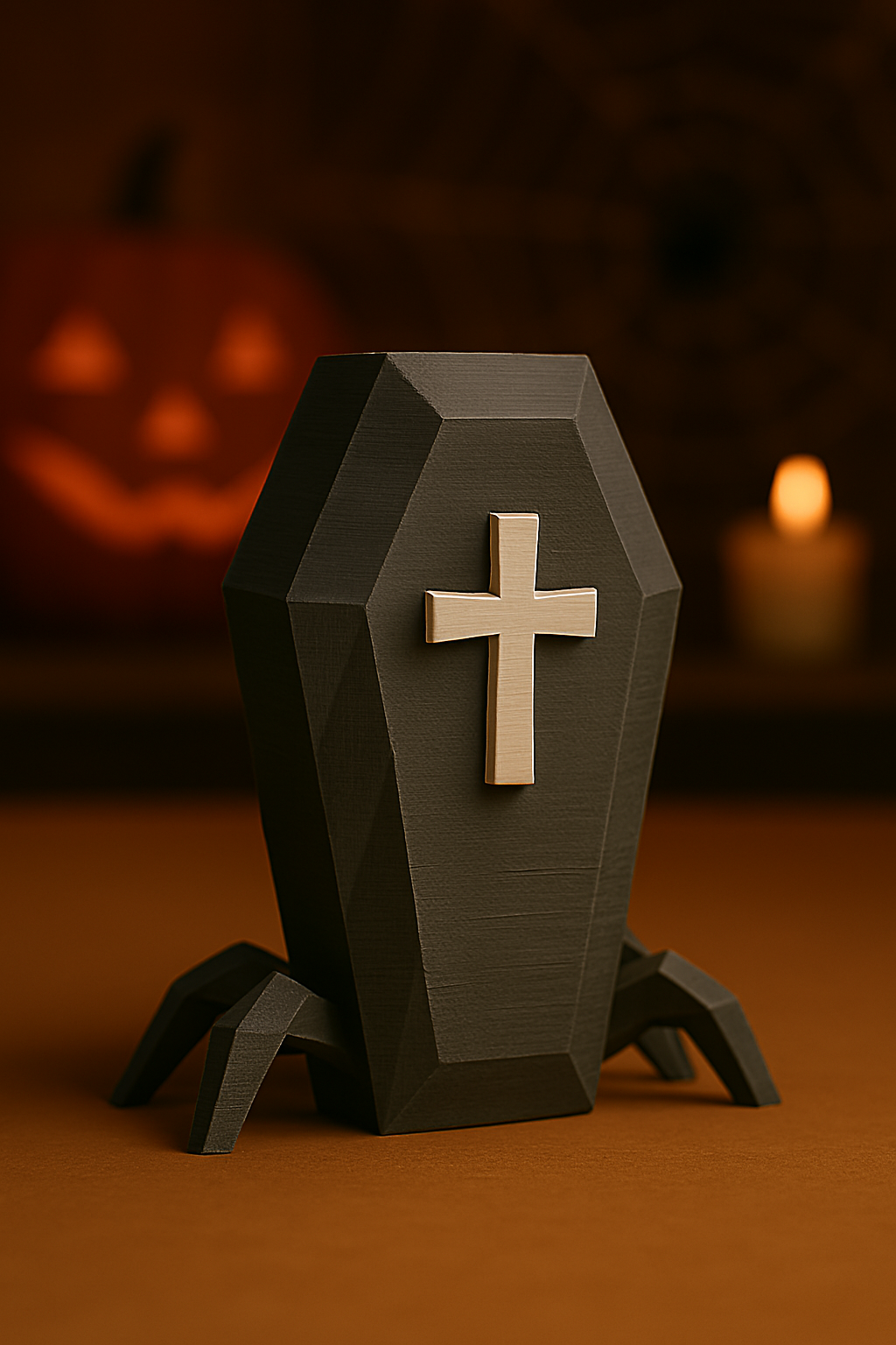 Low Poly Halloween Coffin 3D Model