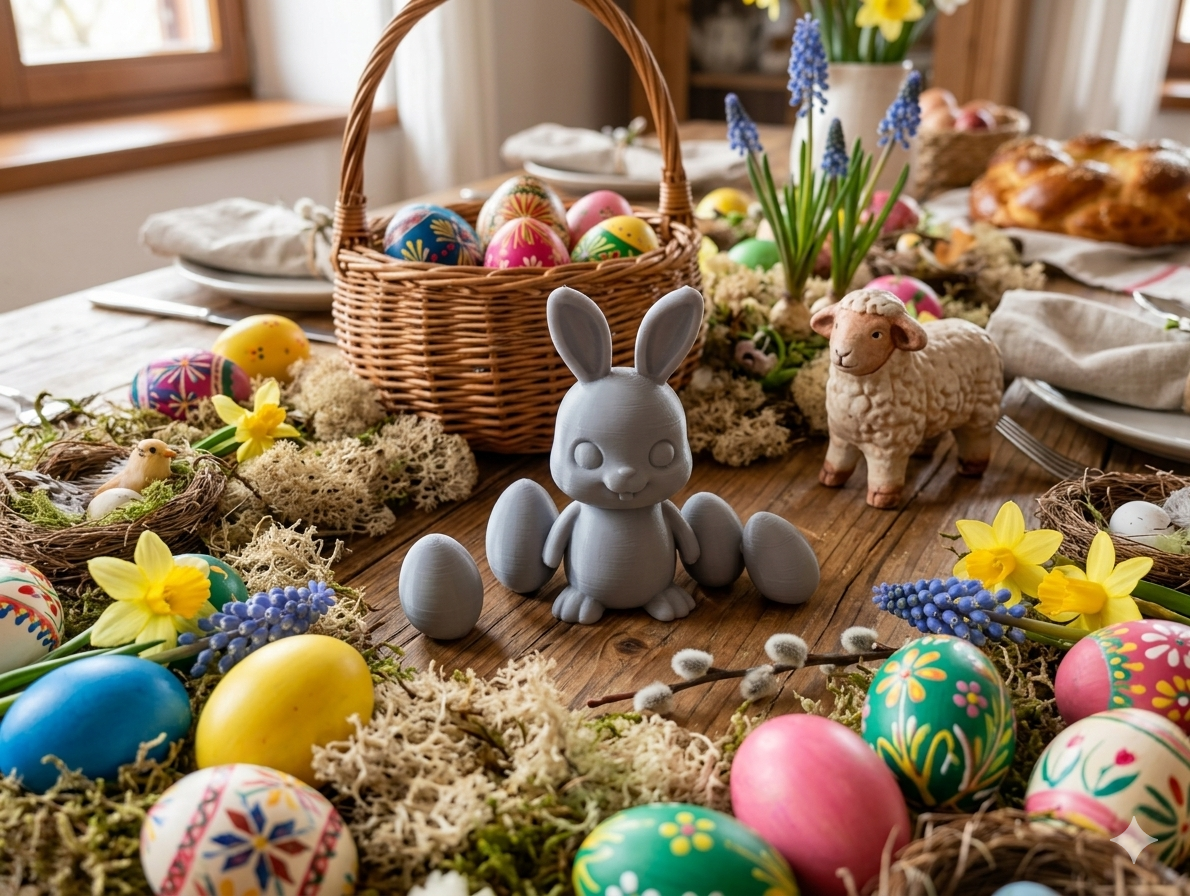 Cute Easter Bunny with 4 Mini Eggs