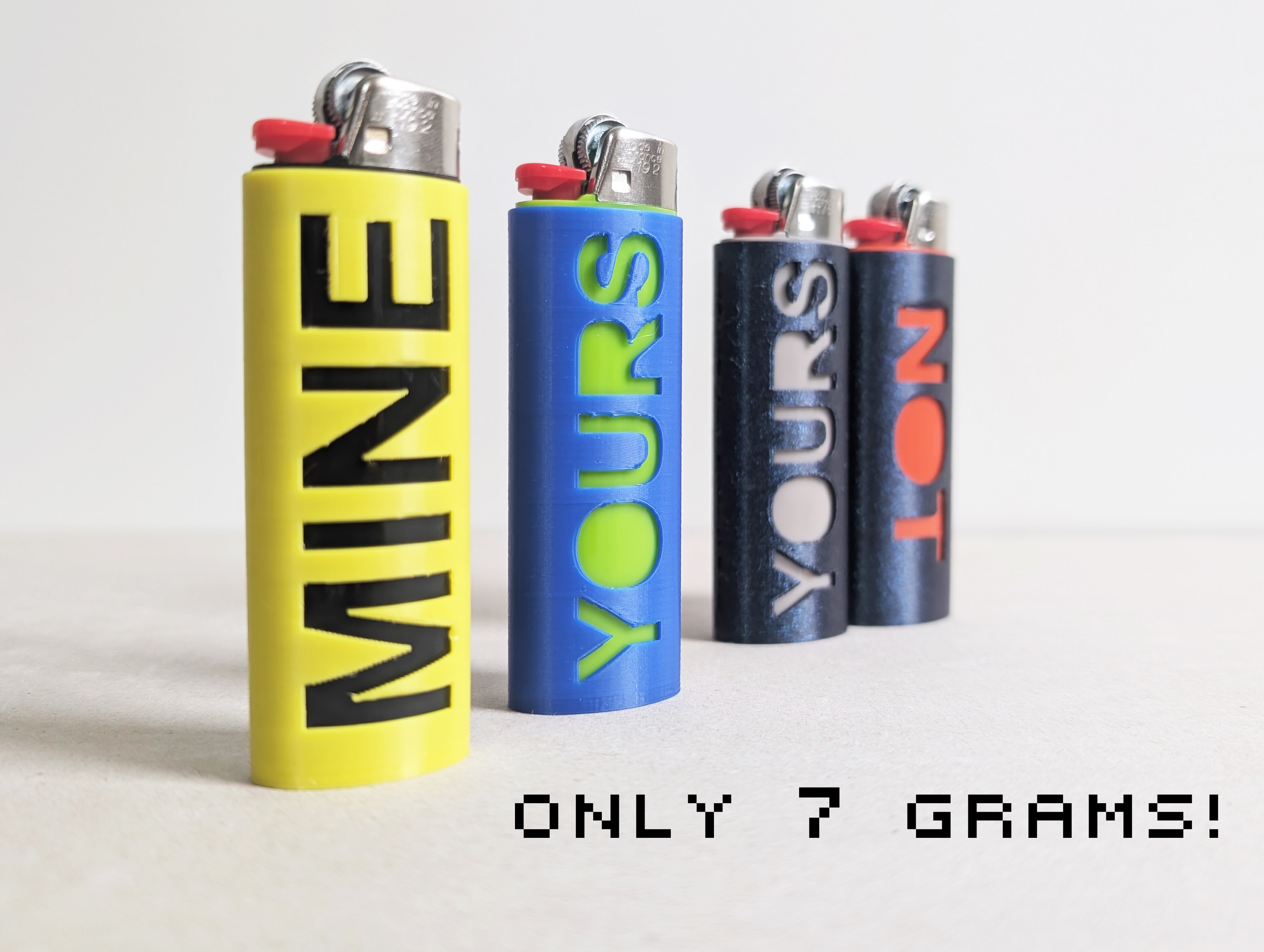 BIC Lighter Sleeves MINE / YOURS / NOT-YOURS | with Break-out-support & 7 grams only!