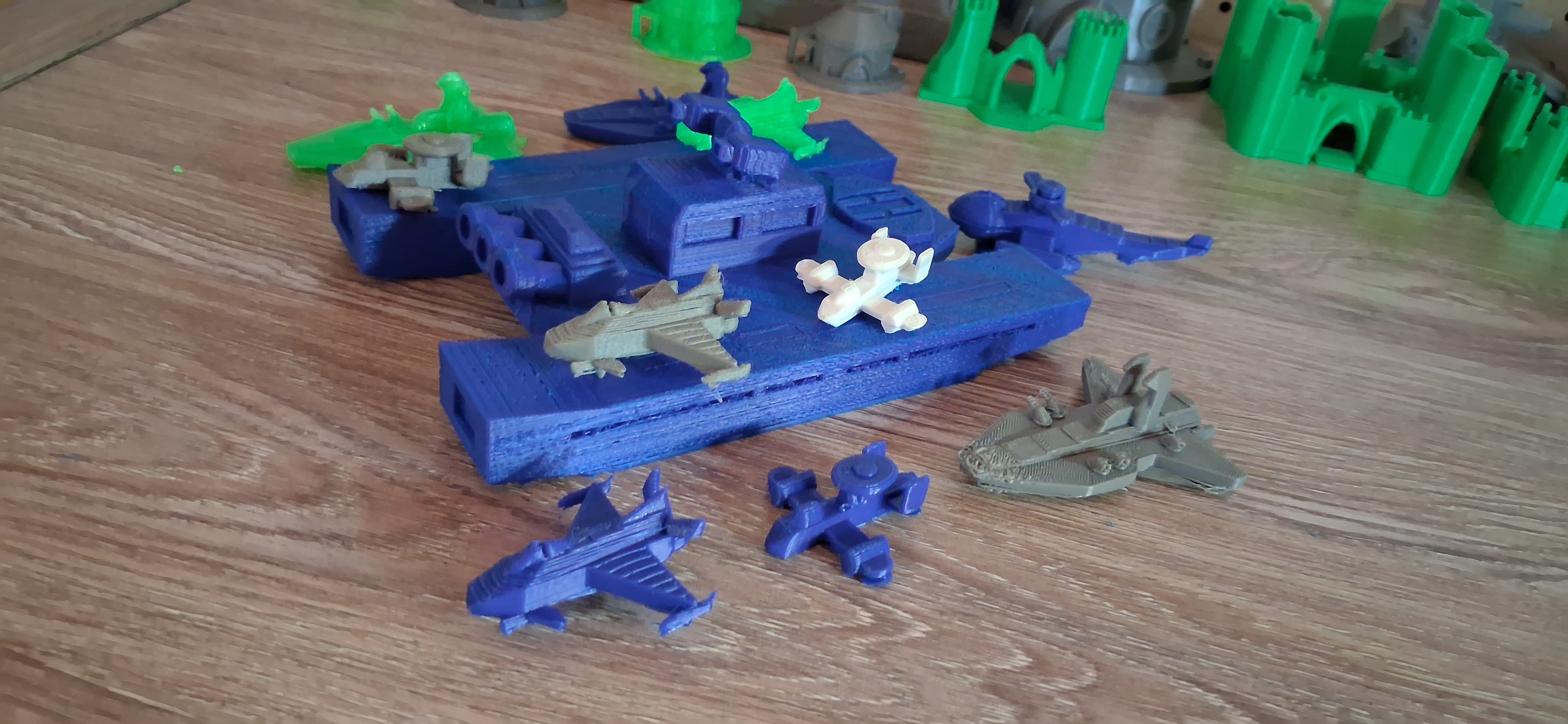 Print in Place Space Aircraft Carrier Playset for use with mini toy vehicles