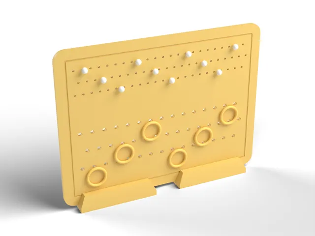 Earring Holder Display Stand - Stud and Hook Holes, Slot-In Feet, Keeps Pairs Together, No Supports (OpenSCAD)