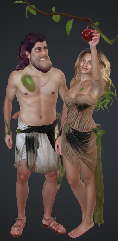Adam und eva gehen spazieren