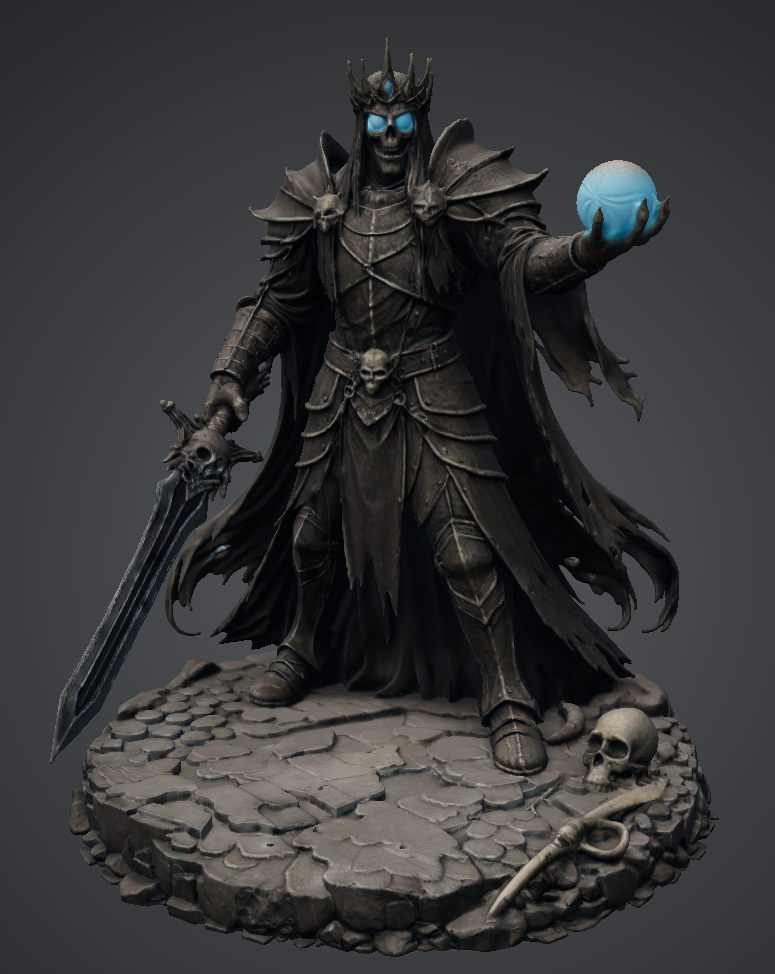 Bloodbound Realms – Undead – Lich King, Lord of the Black Throne (Dark Fantasy Miniature STL)