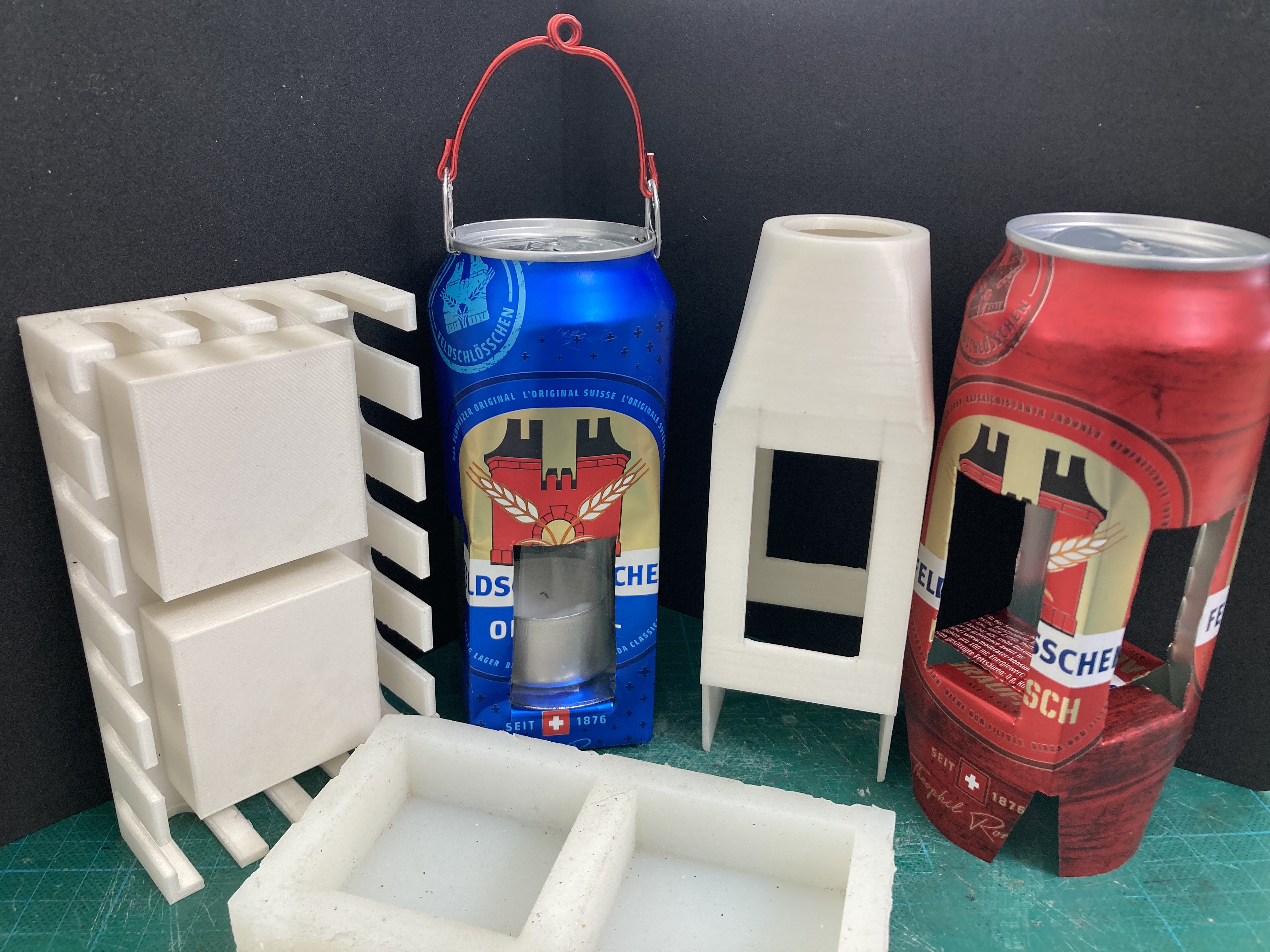 Soda can lantern using 3D printed jigs