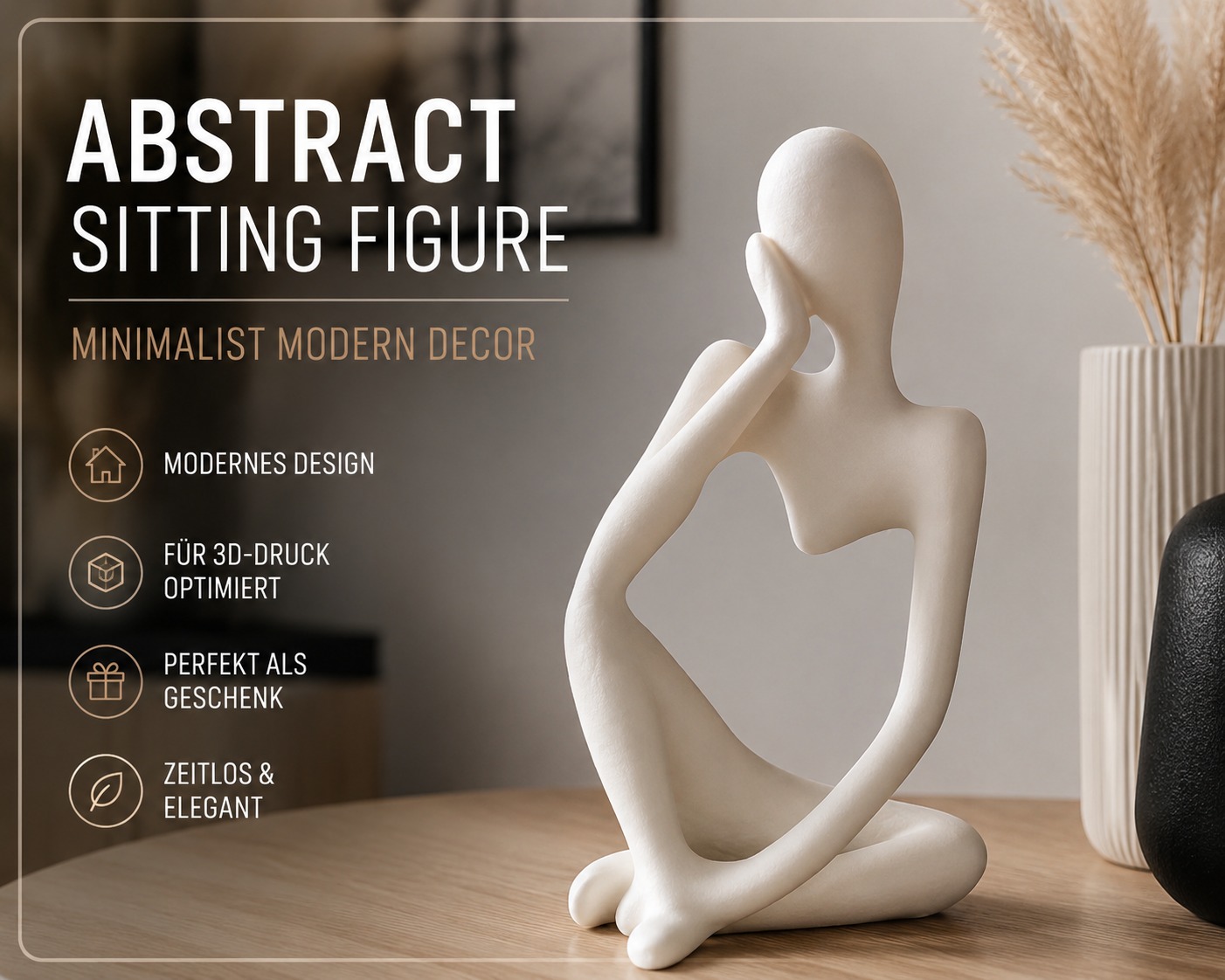 Abstract Sitting Figure – Minimalist Modern Decor Sculpture