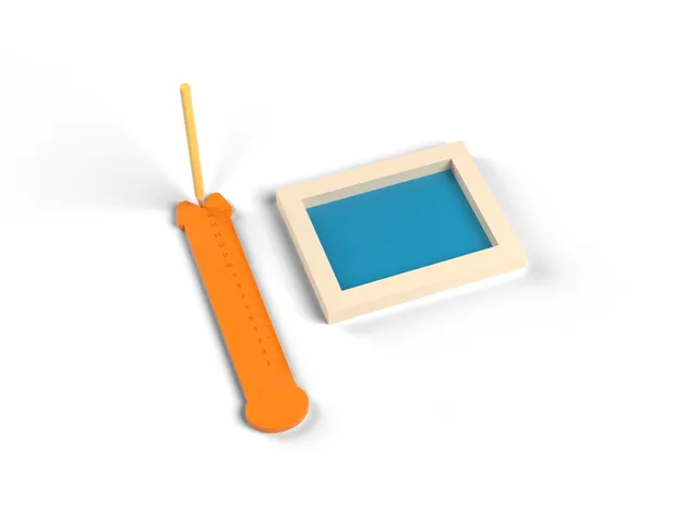 Picture Hanging Tool - Mark the Nail Spot First Time, with 15 cm Ruler, No Supports (OpenSCAD)