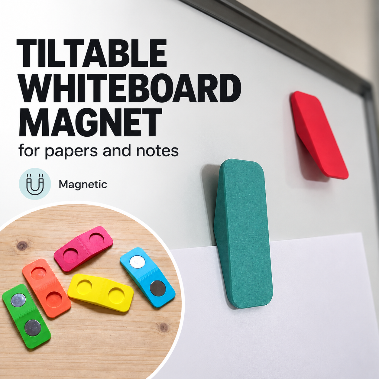 Tiltable Magnet for Papers & Notes