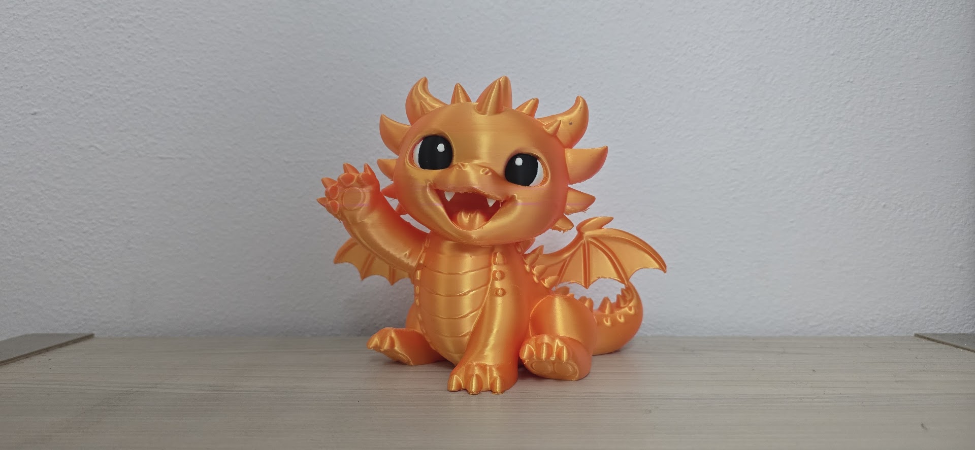 Waving Cute Golden Dragon Figurine