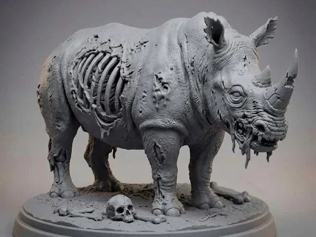 Zombie Rhino Statue