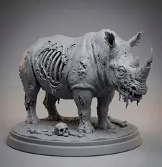 Zombie Rhino Statue