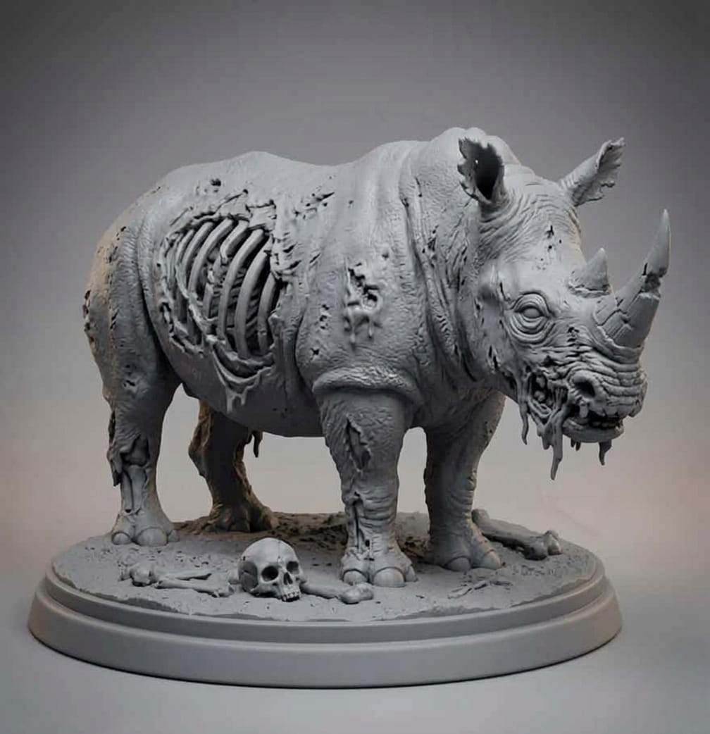 Zombie Rhino Statue