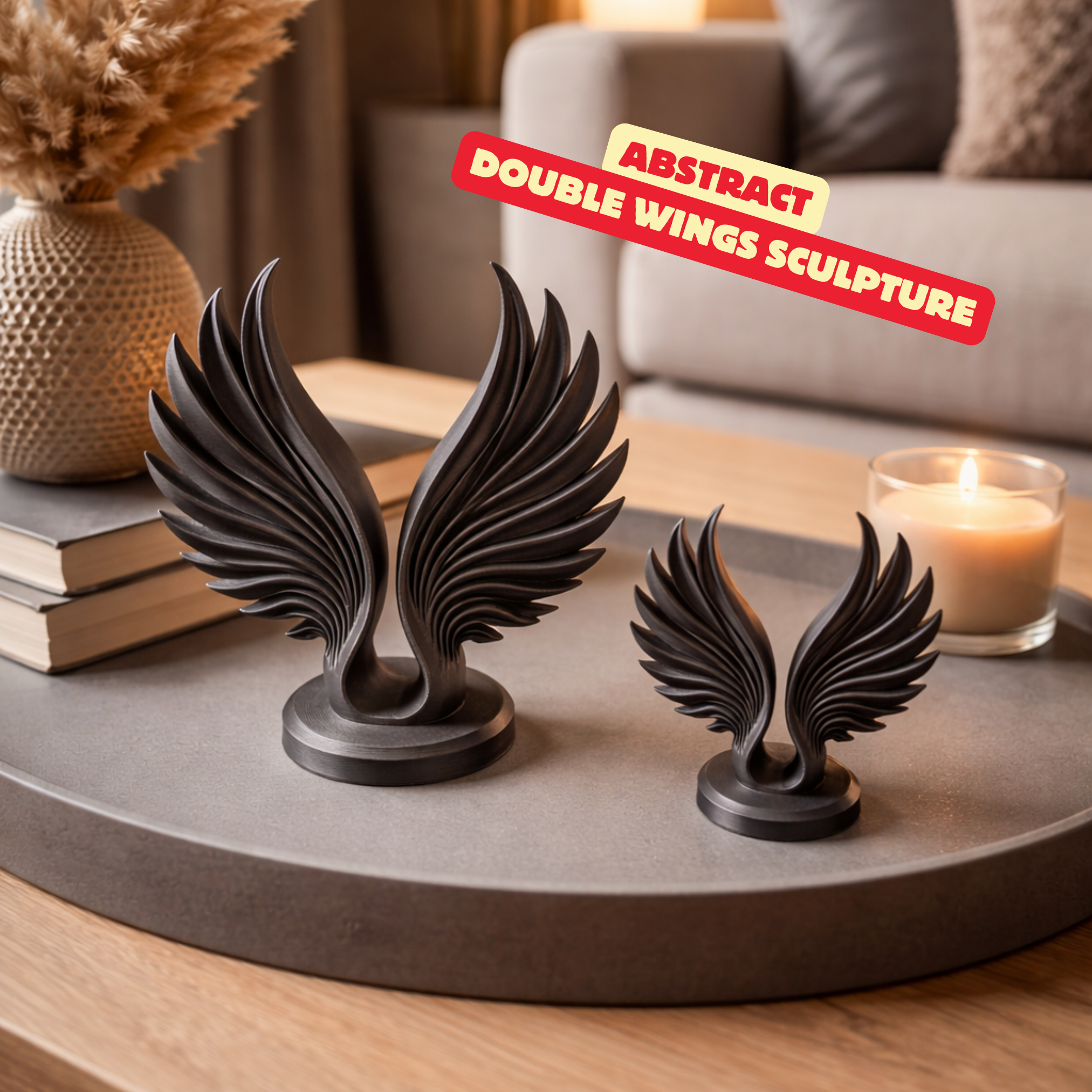 ABSTRACT DOUBLE WINGS SCULPTURE – MODERN HOMEDECOR / GOTHIC / HOMEDECOR / MINIMAL
