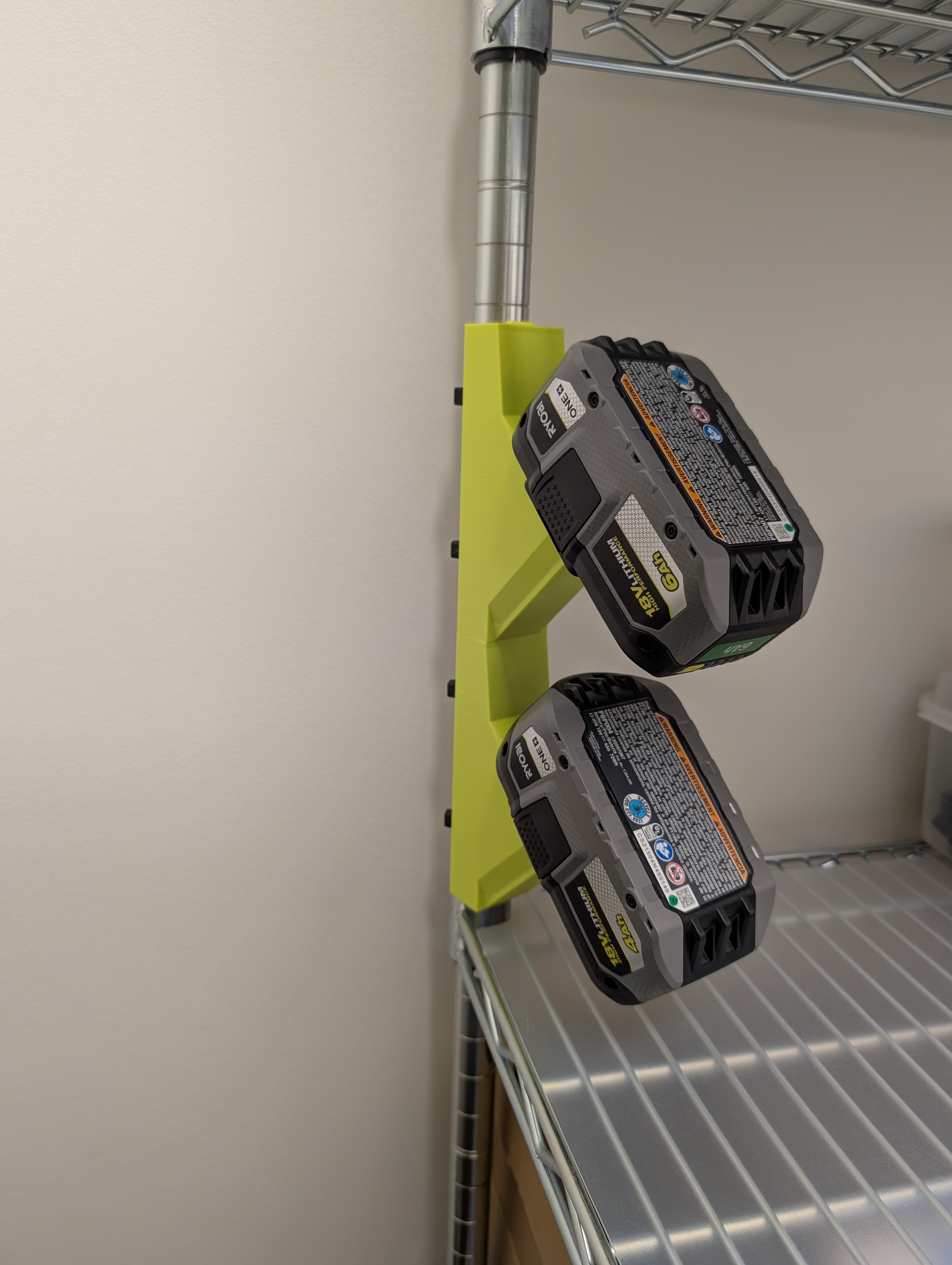 Ryobi Battery Holder to Metro shelving post 3D model thumbnail