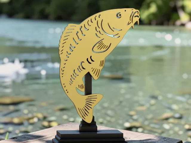 mirror carp fish trophy 2d statue for 3d printing