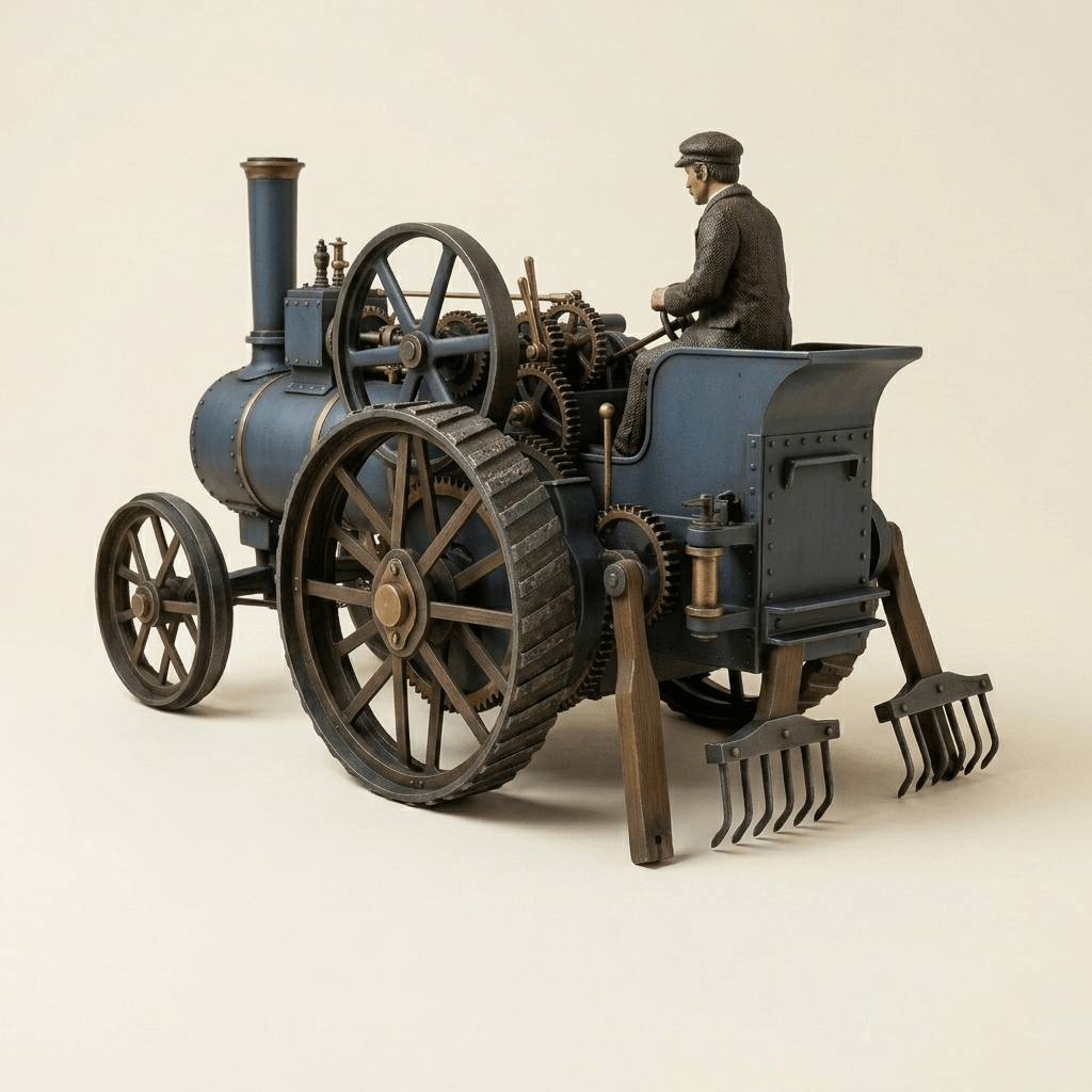 Victorian Art - Inventions - Steam Farming Tractor