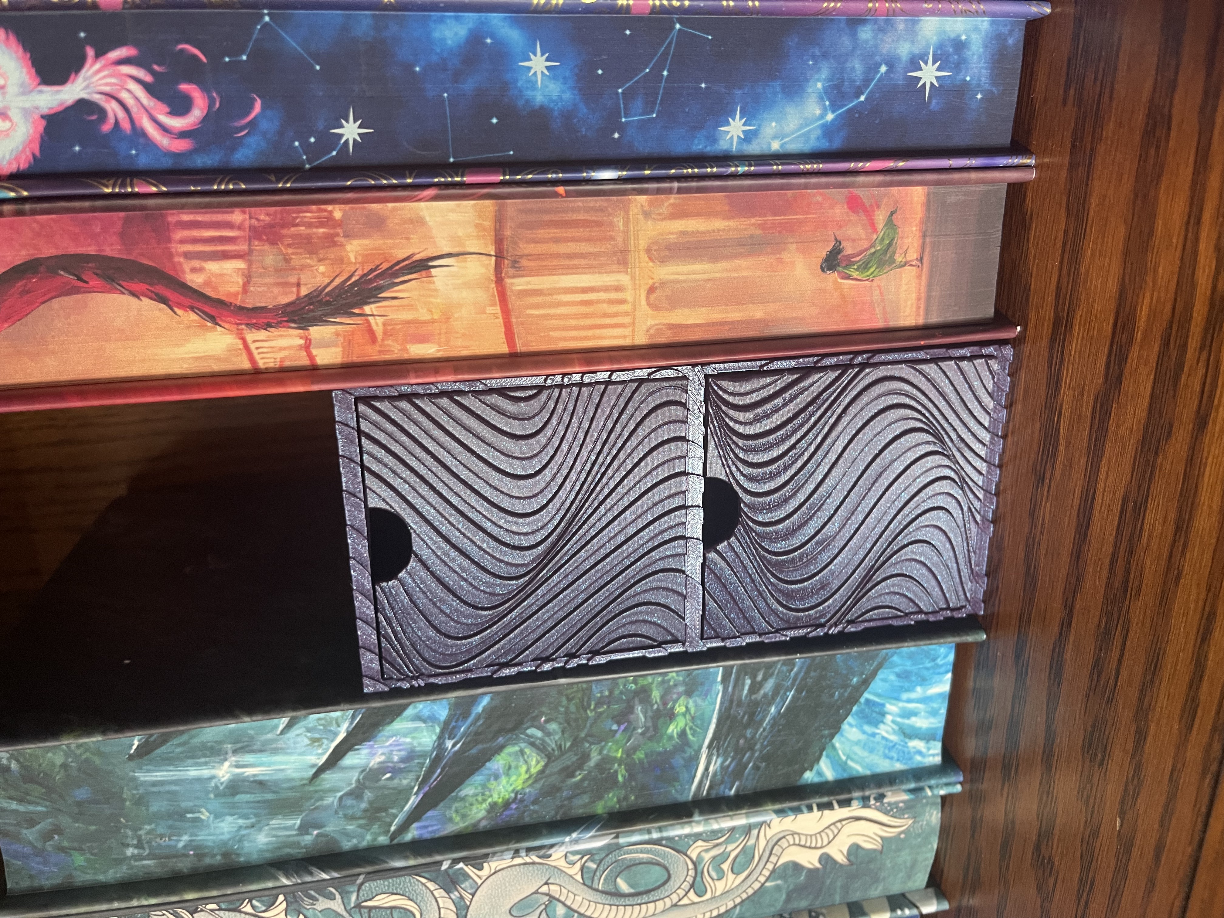 Trippy Wave Bookshelf Organizer 2 Drawer Storage