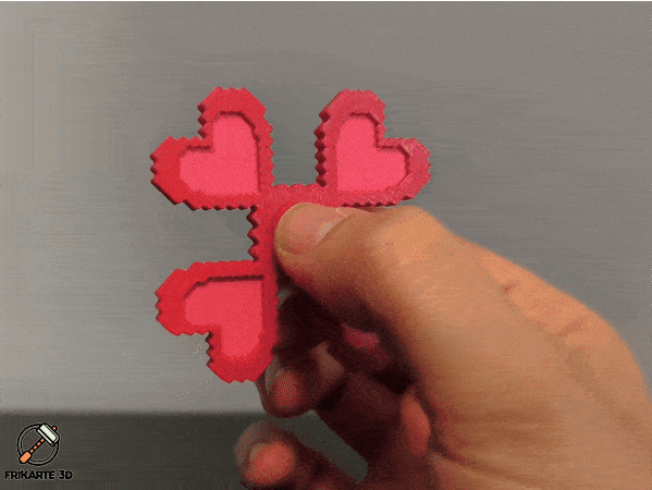 Pixel Heart Multi Spinner – Bearing-Free 3D Printable Fidget Toy