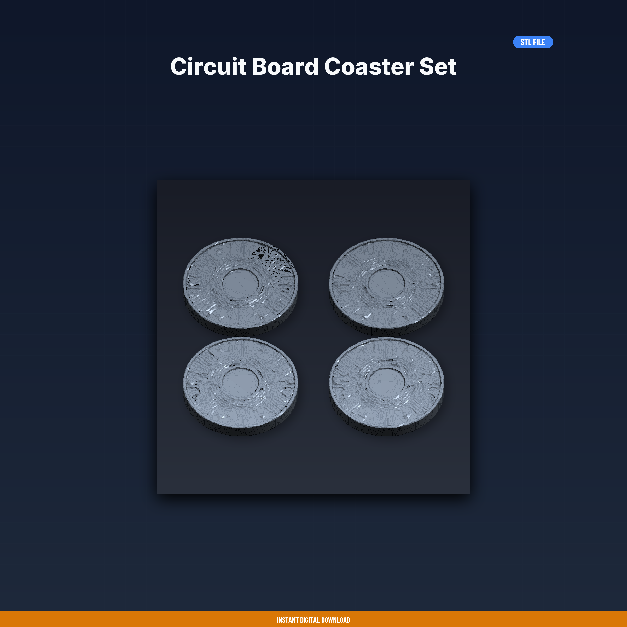 Circuit Board Coaster Set - 3D Printable STL File