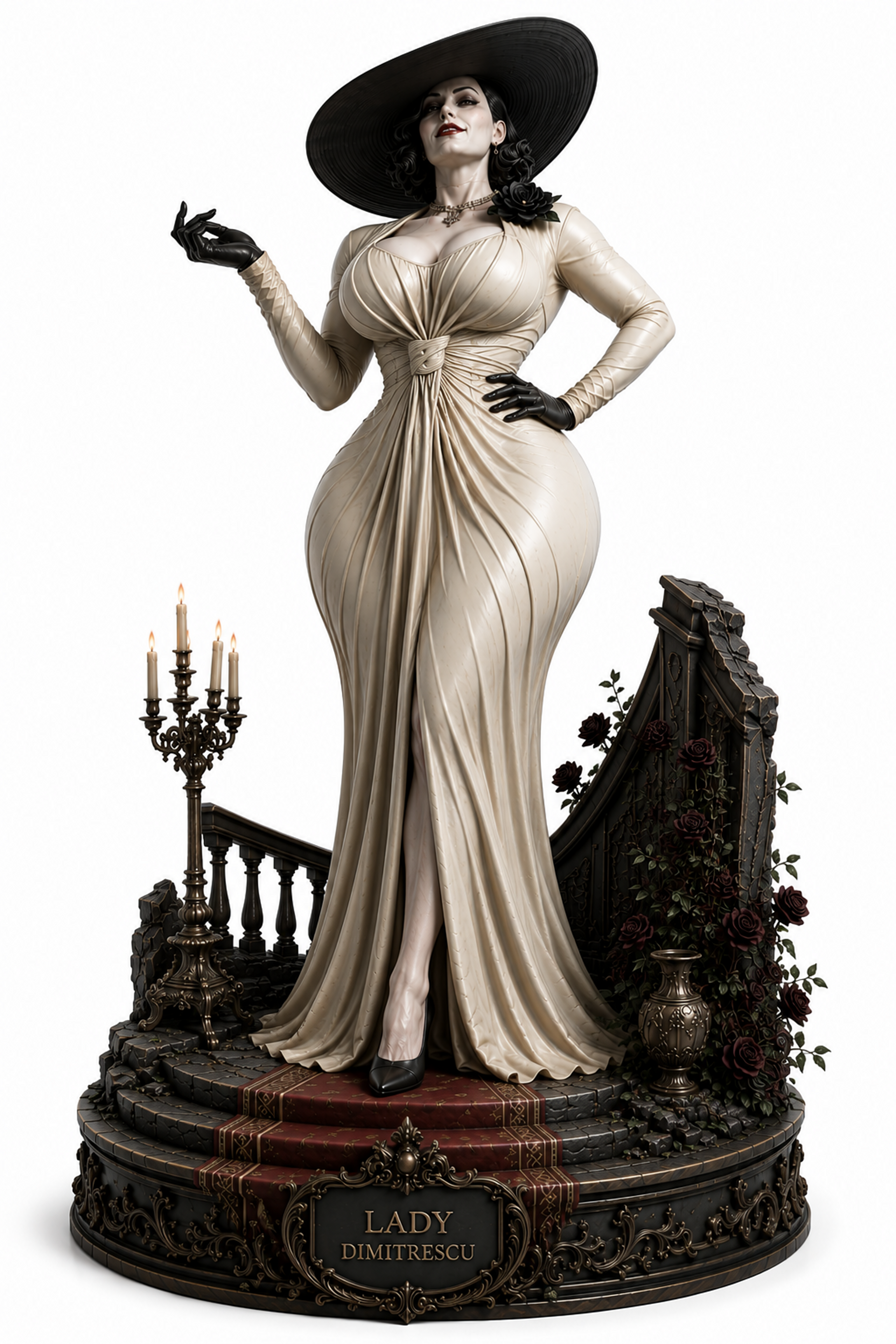 Lady Dimitrescu Fan Art Statue - Gothic Vampire Lady Diorama