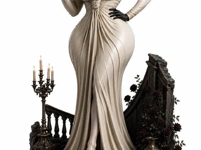Lady Dimitrescu Fan Art Statue – Gothic Vampire Lady Diorama
