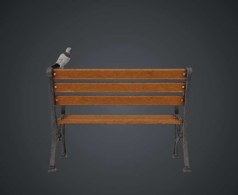 City Park Bench with Pigeon – Realistic Urban Diorama Prop — thumbnail 3