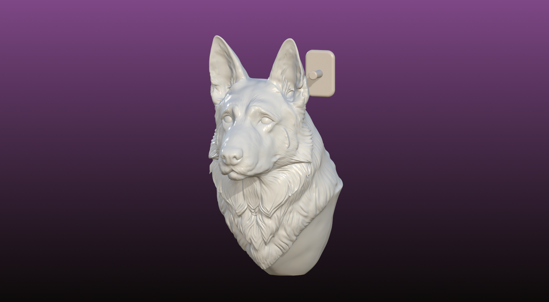 German Shepherd bust with wall hook
