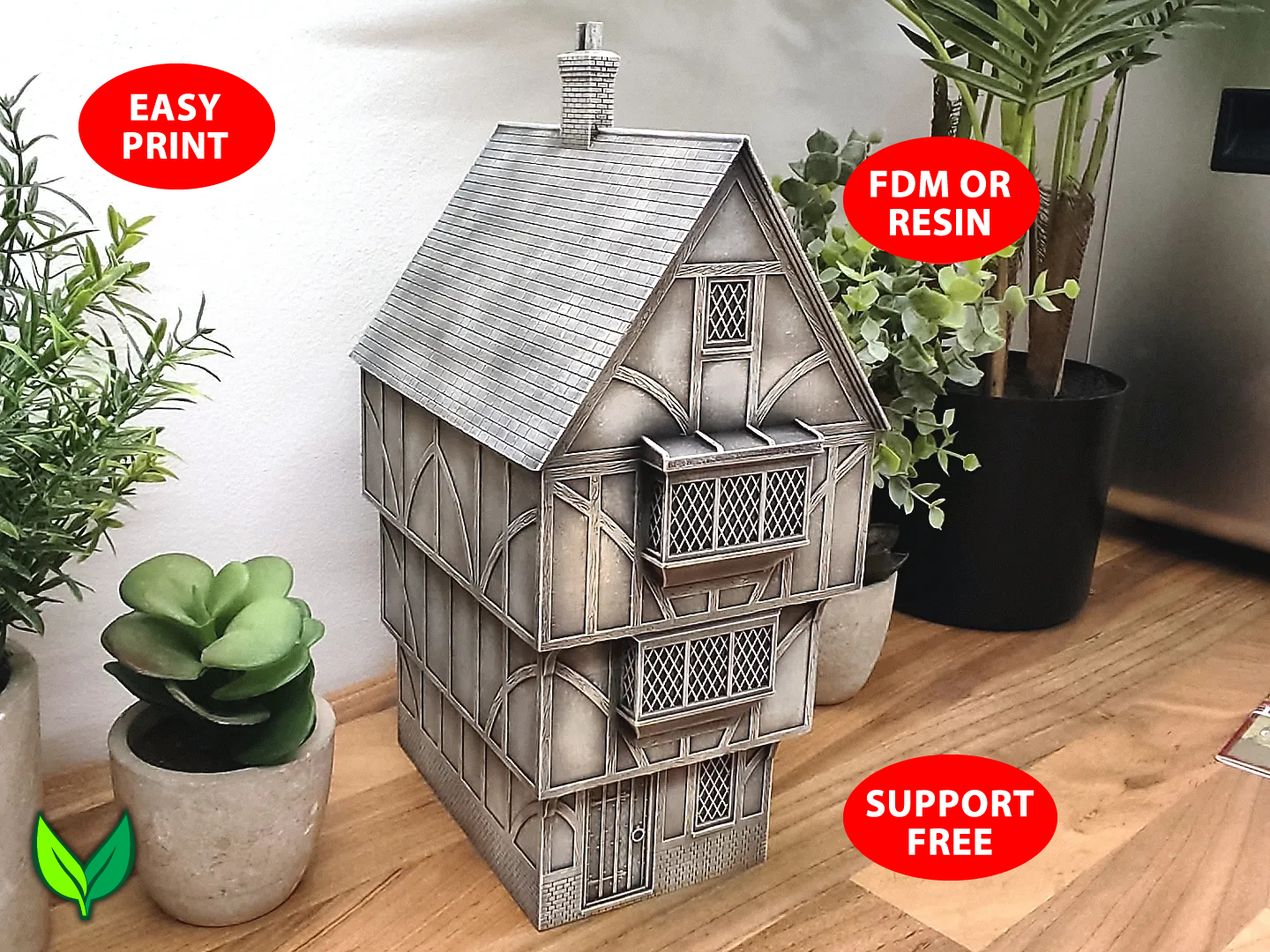 Tudor House 3D Print – Medieval Terrain, Support-Free Design