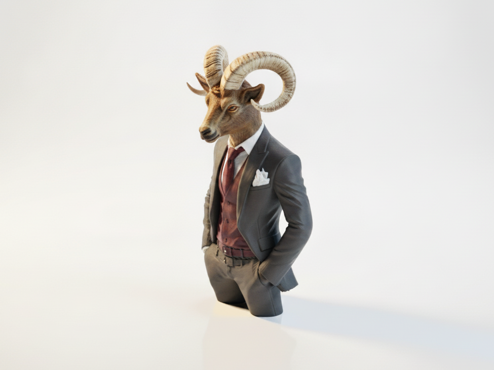 Dapper Goat Gentleman Figurine Animals 3D Printable
