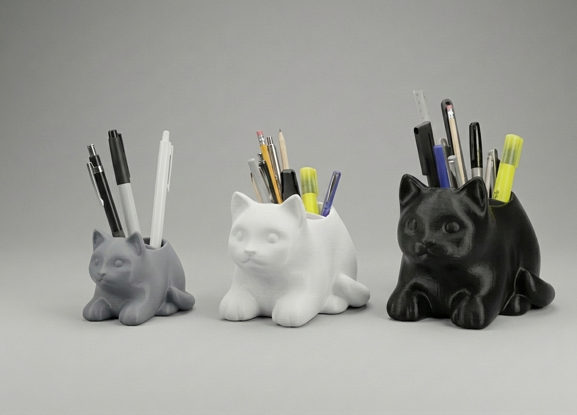 Minimalist Cat Desk Organizer / Pen Holder