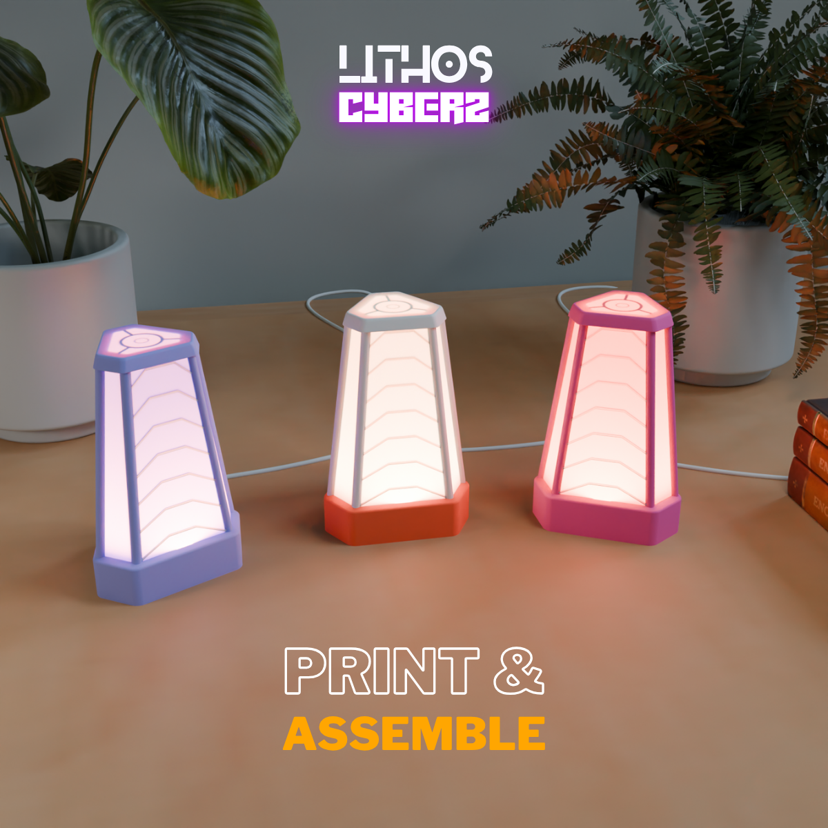 Cyberpunk Lamp – Print-in-Place, No Supports Needed, Uses MITTLED LED Spotlight