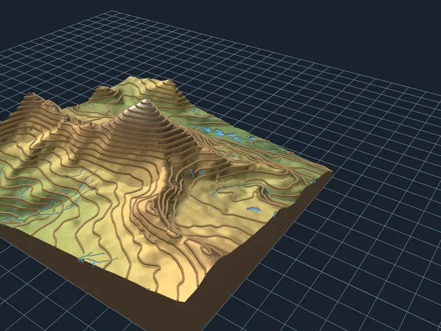 Matterhorn 3D Printable Relief Map with Contour Lines (7 km, 150 mm)