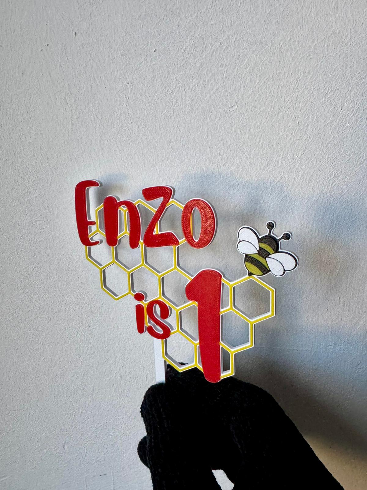 Cake Topper Enzo is 1 Bumblebee inspired