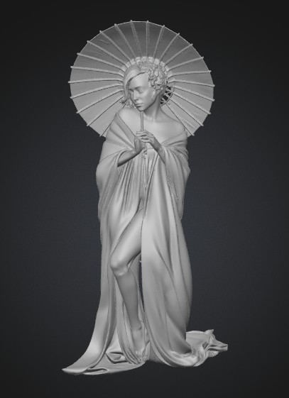 Parasol of Peach Silk