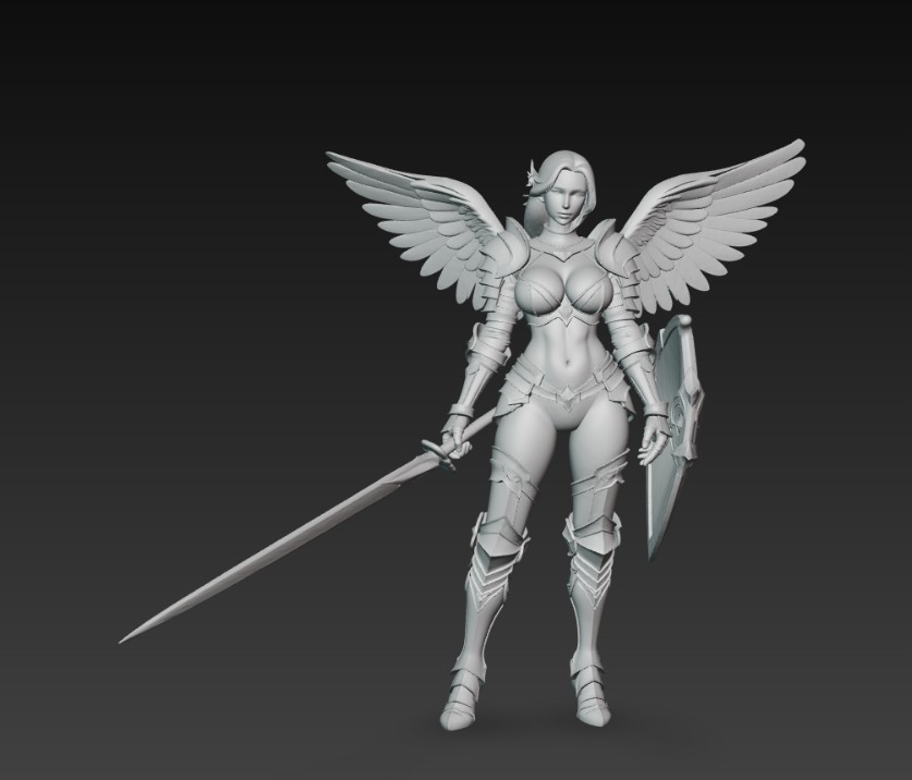 female angel in armor with sword and shield — miniatura 3
