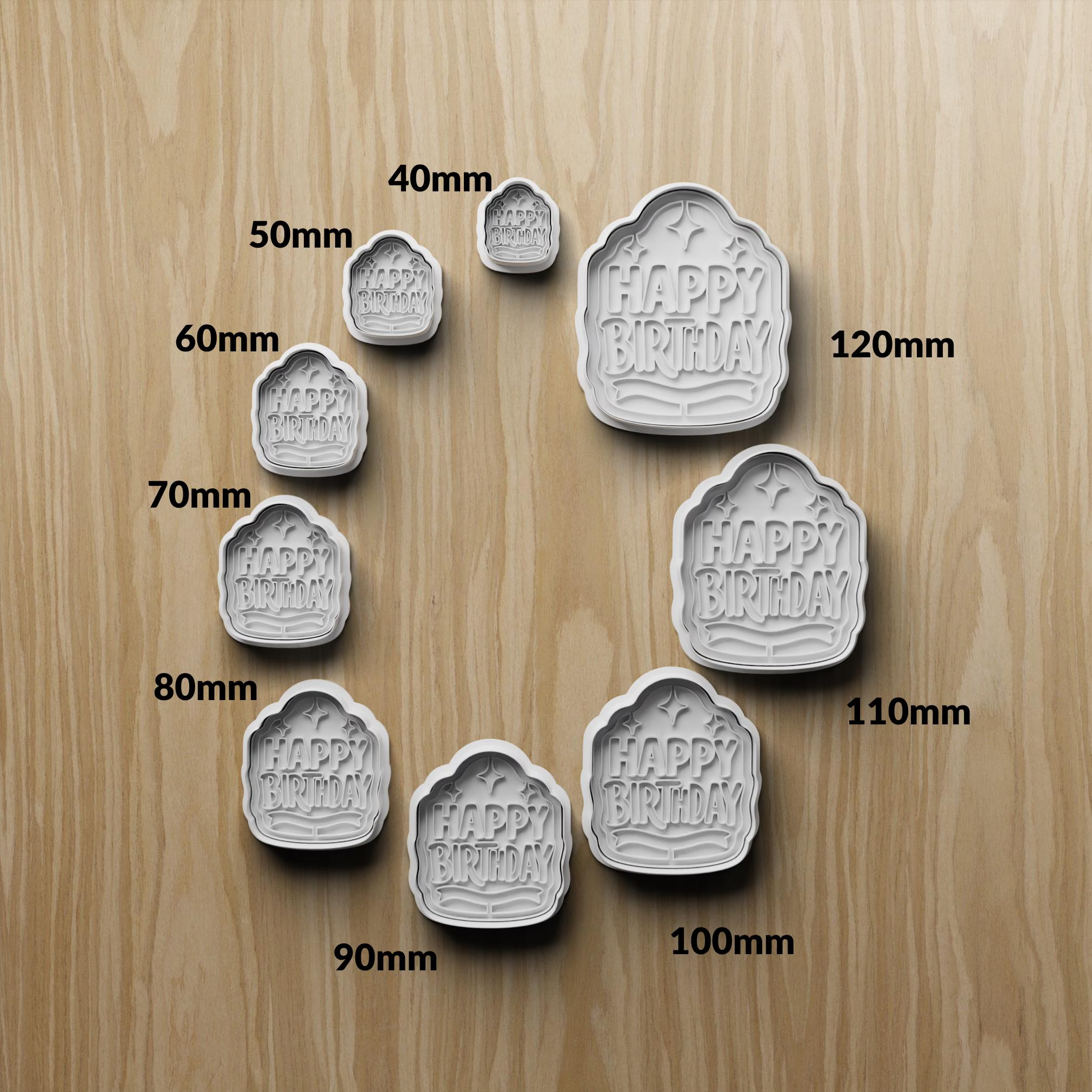Happy Birthday Cookie Cutter STL, Multi Size 40mm-120mm, 3D Printable File