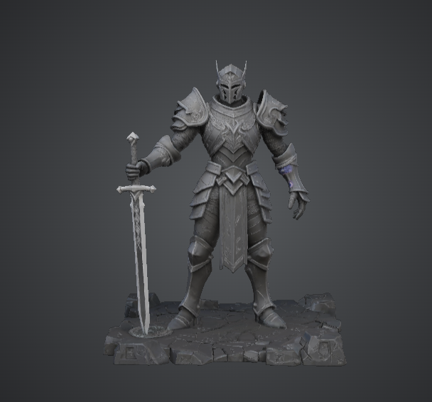 Armoured Knight Warrior Statue – Medieval Fantasy Knight with Sword