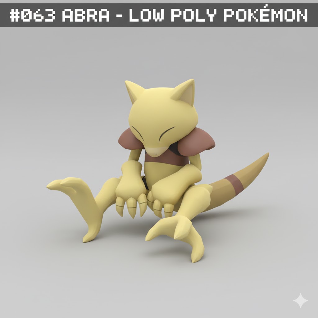 #063 Abra – Low Poly Pokémon