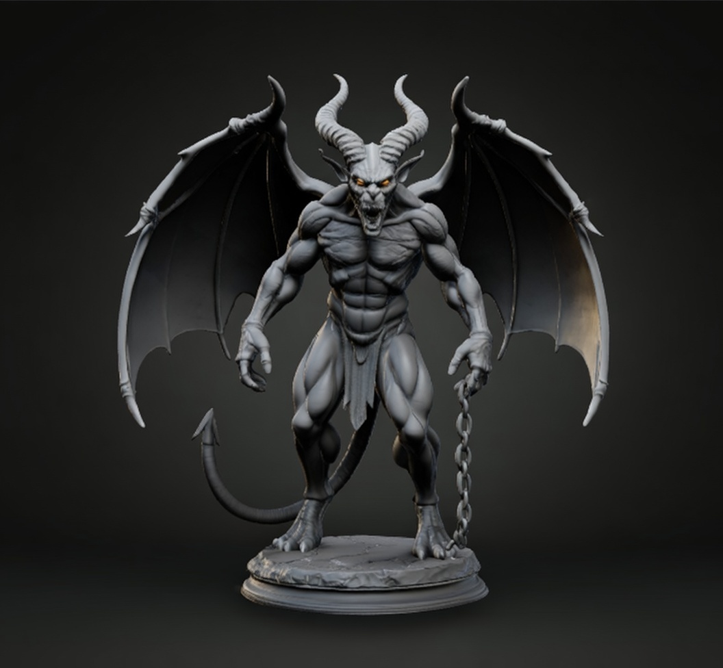Chained Infernal Demon Statue - Epic Fantasy Figure