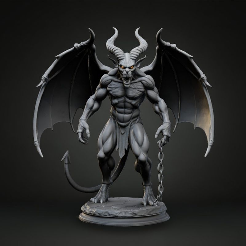 Chained Infernal Demon Statue - Epic Fantasy Figure by Ivanovic ...