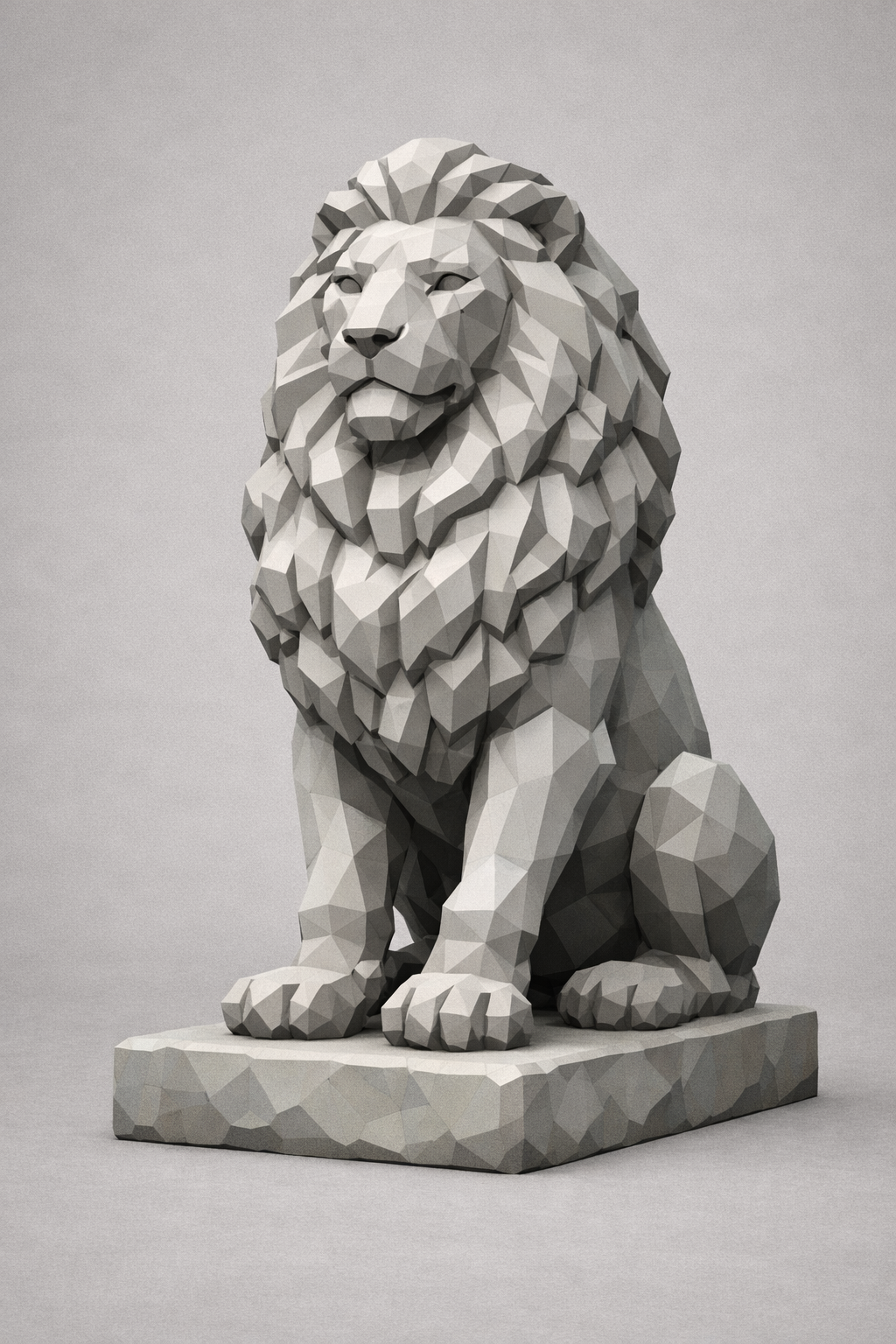 Sitting Lion Low Poly Statue
